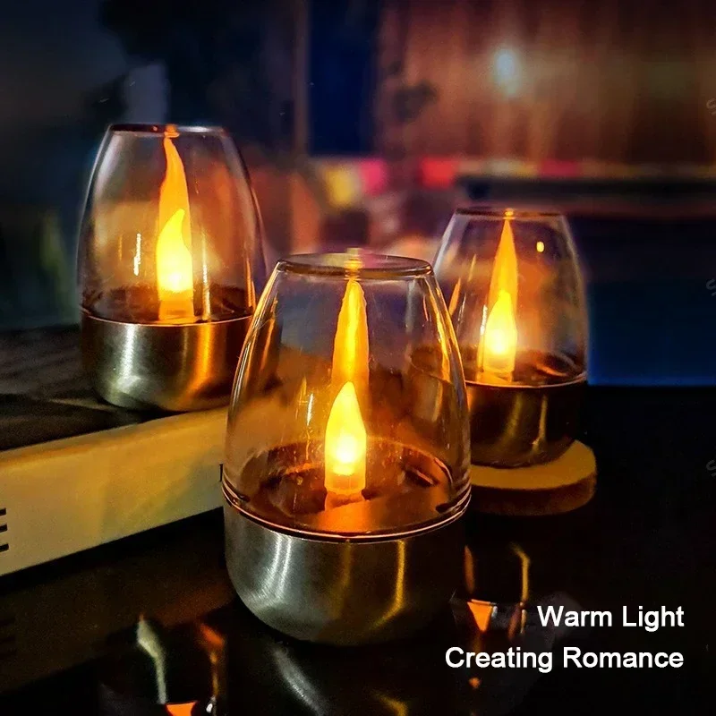 Smart Garden Ornaments - LED ソーラーキャンドルライトフレームレス充電式ナイトライトウェディングパーティーの庭の装飾屋外防水ソーラーキャンドルランプ