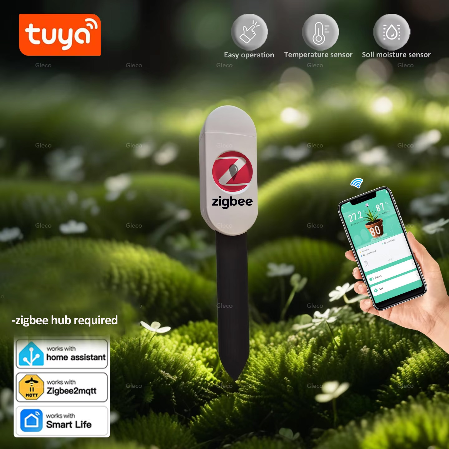 Smart Garden Accessories - Tuya Smart Life Zigbee 土壌水分テスターメーター湿度計温度土壌センサー家庭菜園自動灌漑用