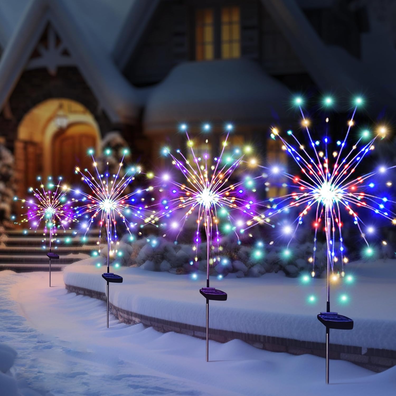 Smart Garden Ornaments - ソーラーLED花火フェアリーライト 屋外ガーデン装飾 8つの点滅モード 芝生通路ライト パティオ 広場