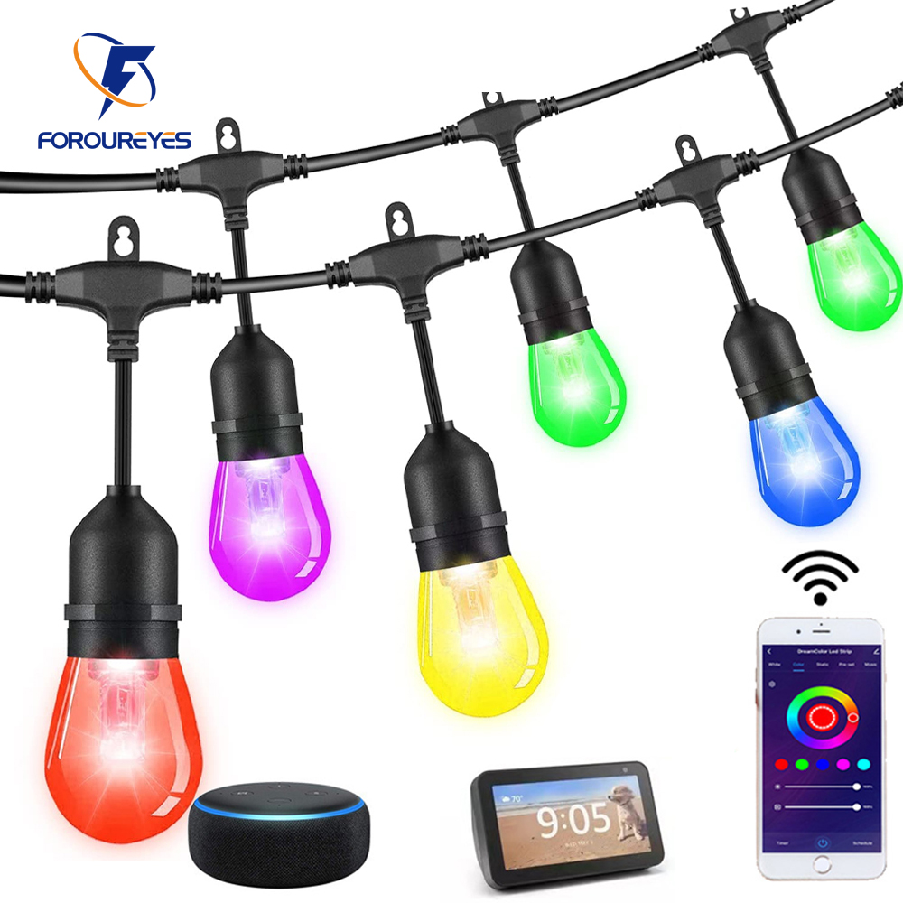 Smart Garden Outdoor - 防水スマートLEDストリングライト,屋外,庭,結婚式の装飾,s14電球,商業グレード,wifi,tuya