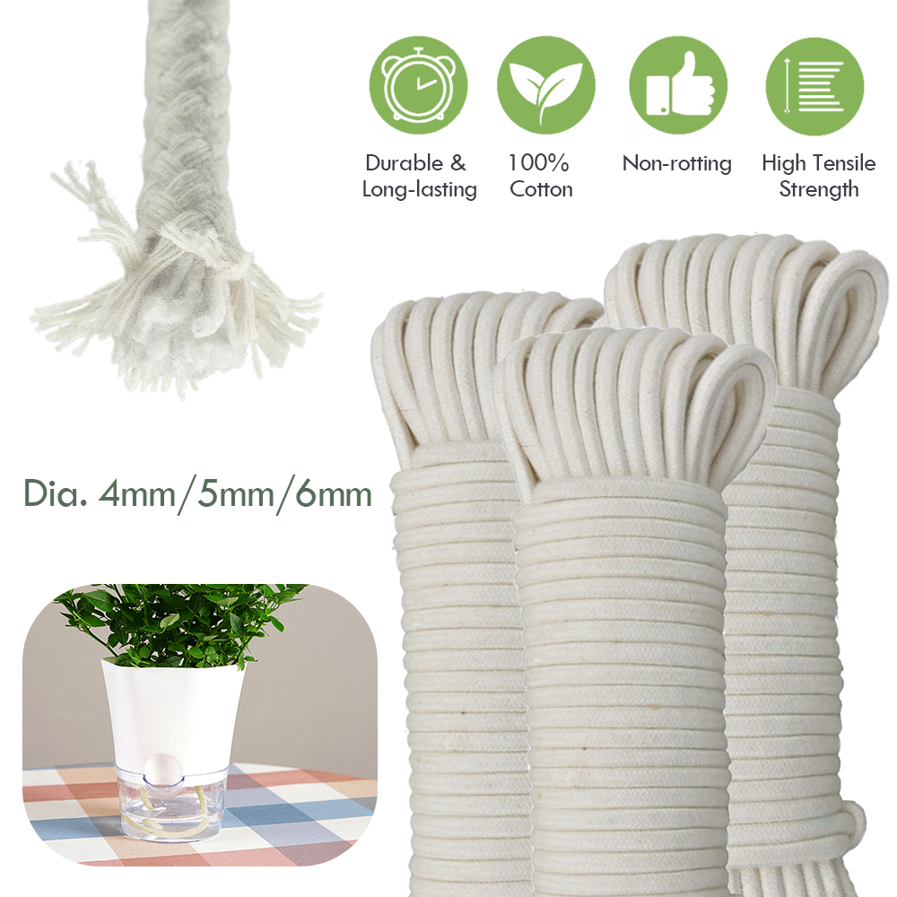 Smart Garden Herb - 自動自己散水コットンウィックコード、鉢植え、苗、植木鉢、DIYドリップ、庭の散水システム、4mm、5mm、6mm