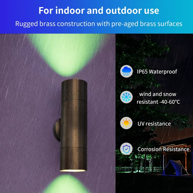 耐久性のある真鍮製屋外LEDウォールライト、IP65防水設計 - Smart Garden Outdoor のレビューと価格