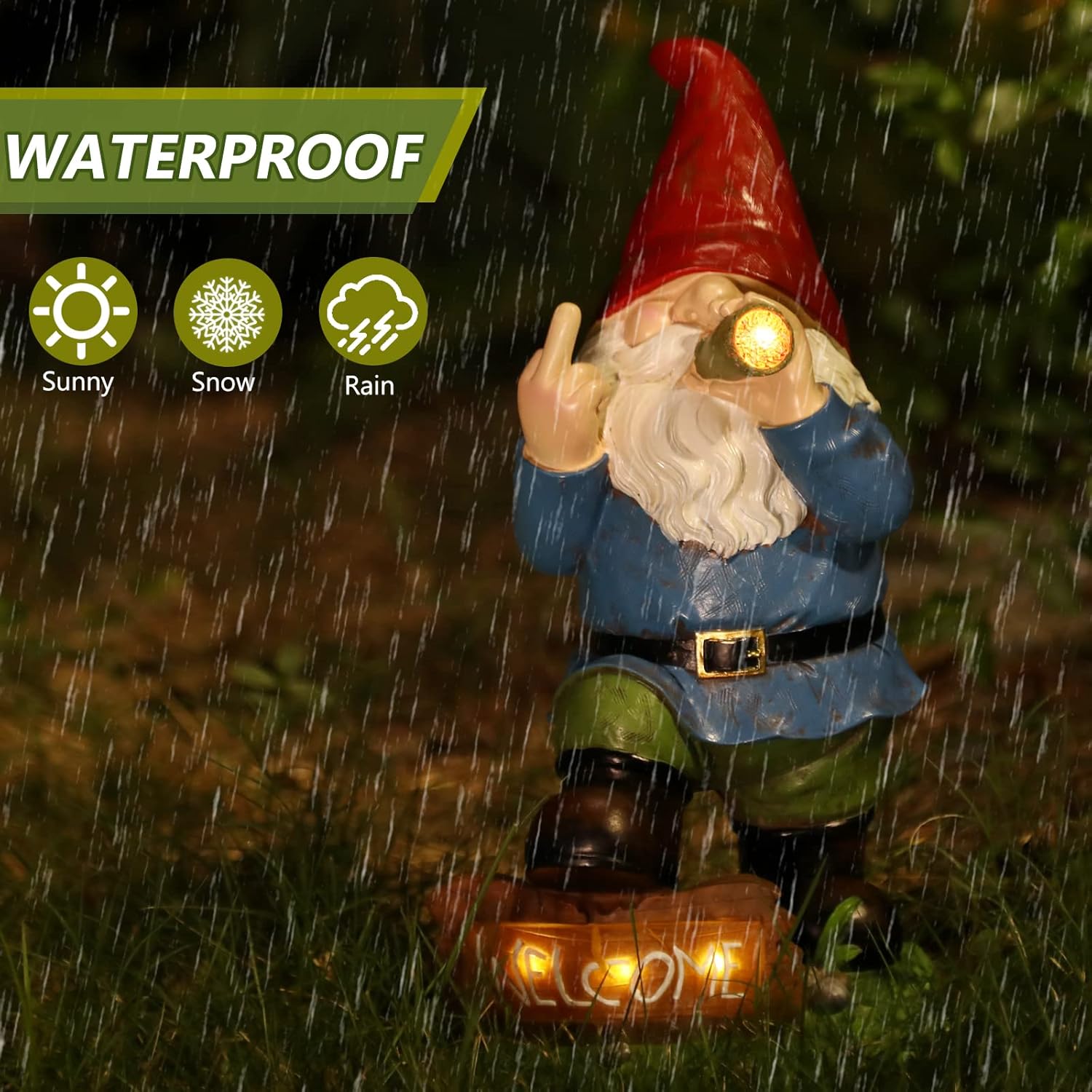 LED ソーラーミドルフィンガードワーフ像 庭の装飾 屋外ガ - Smart Garden Ornaments のレビューと価格