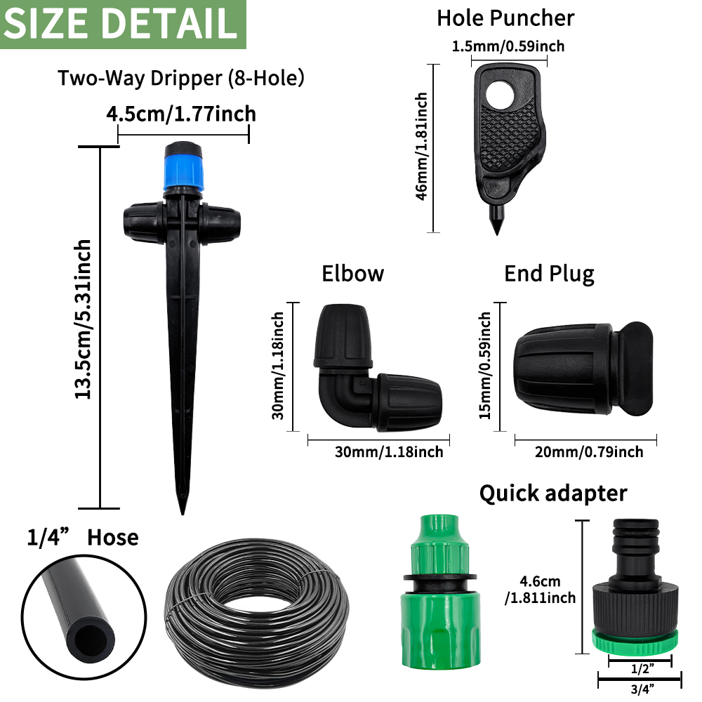 1/4インチ点滴灌漑システムキット - 流量調整可能、ロック - Smart Garden Herb のレビューと価格